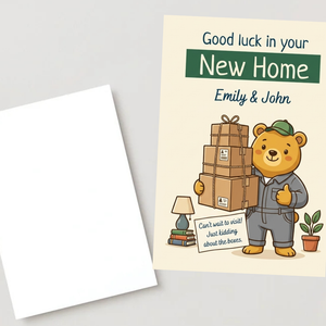 Personalised New Home Card – Cute Bear Moving Boxes Design | Housewarming Card Ireland
