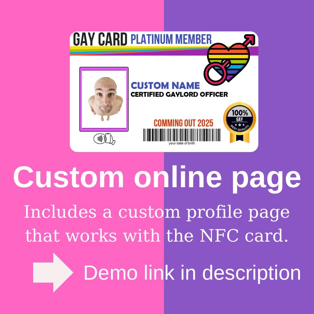 Personalized Gay Card: Platinum Membership Prank Gift with Digital Wallet