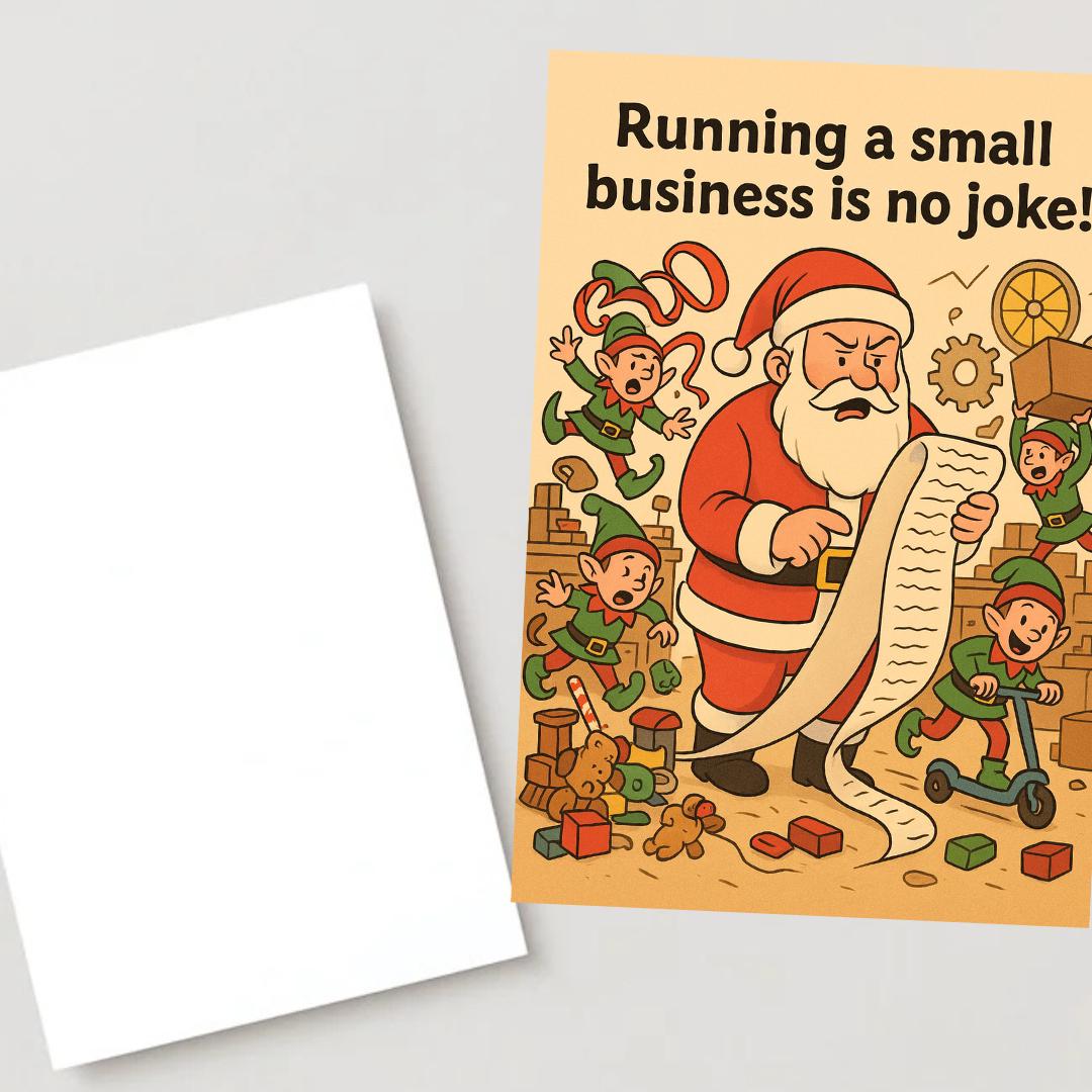 Funny Santa Christmas Card for Small Business Owners – “Running a Small Business Is No Joke” – Entrepreneur Holiday Card