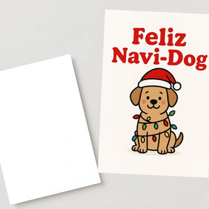 Feliz Navi-Dog Christmas Card – Cute Santa Dog Holiday Card for Dog Lovers, Dog Moms, Dog Dads & Pet Owners