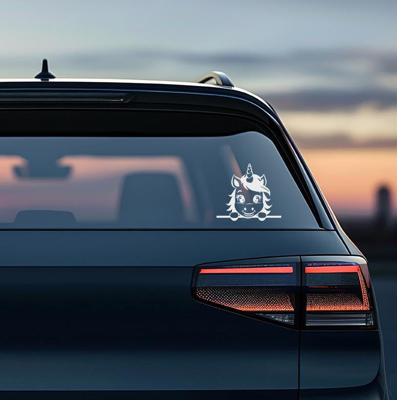 Peeking Unicorn Car Decal: Weatherproof Vinyl Sticker