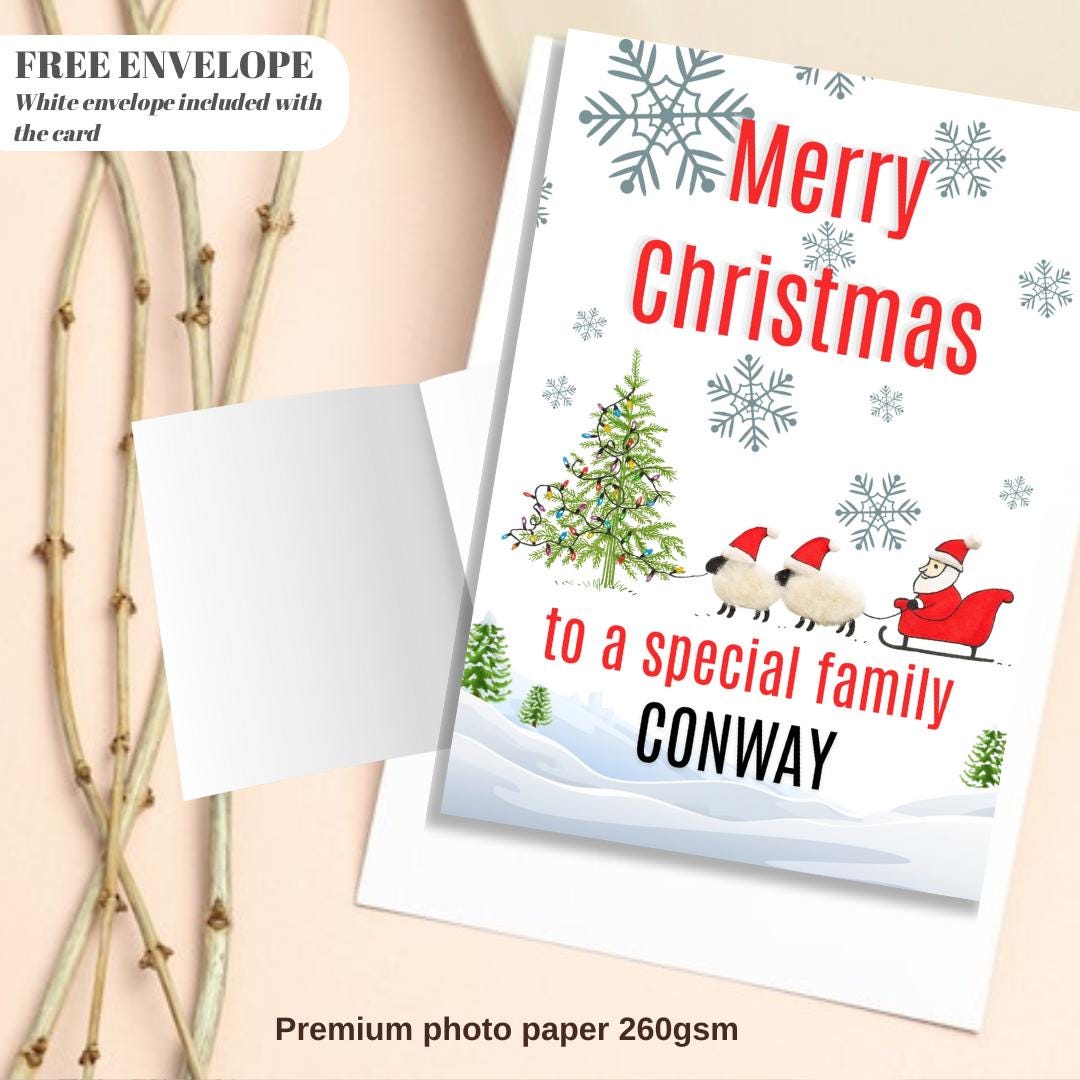 Christmas Card | Happy Xmas Card | Sheep Card | Personalised Card | For both of you | Santa card
