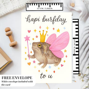 Grumpy Frog Birthday Card - Frog Lover Birthday Greeting Card Birthday Card For Her or him, greeting card with from, friend frog