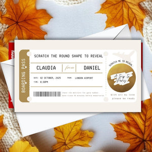 Custom Holiday Boarding Pass Scratch Card – Personalised Plane Ticket Birthday Surprise Unique Gift for Travel Lovers or Honey Moon