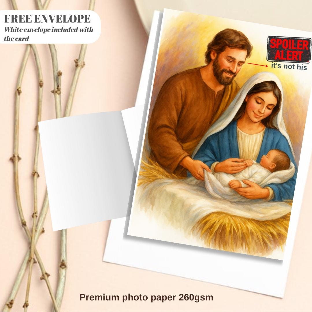 Funny Spoiler Alert Christmas Card – Humorous Holiday Greeting Card for Friends, Family, or Coworkers – Funny Xmas Card Witty Christmas Gift