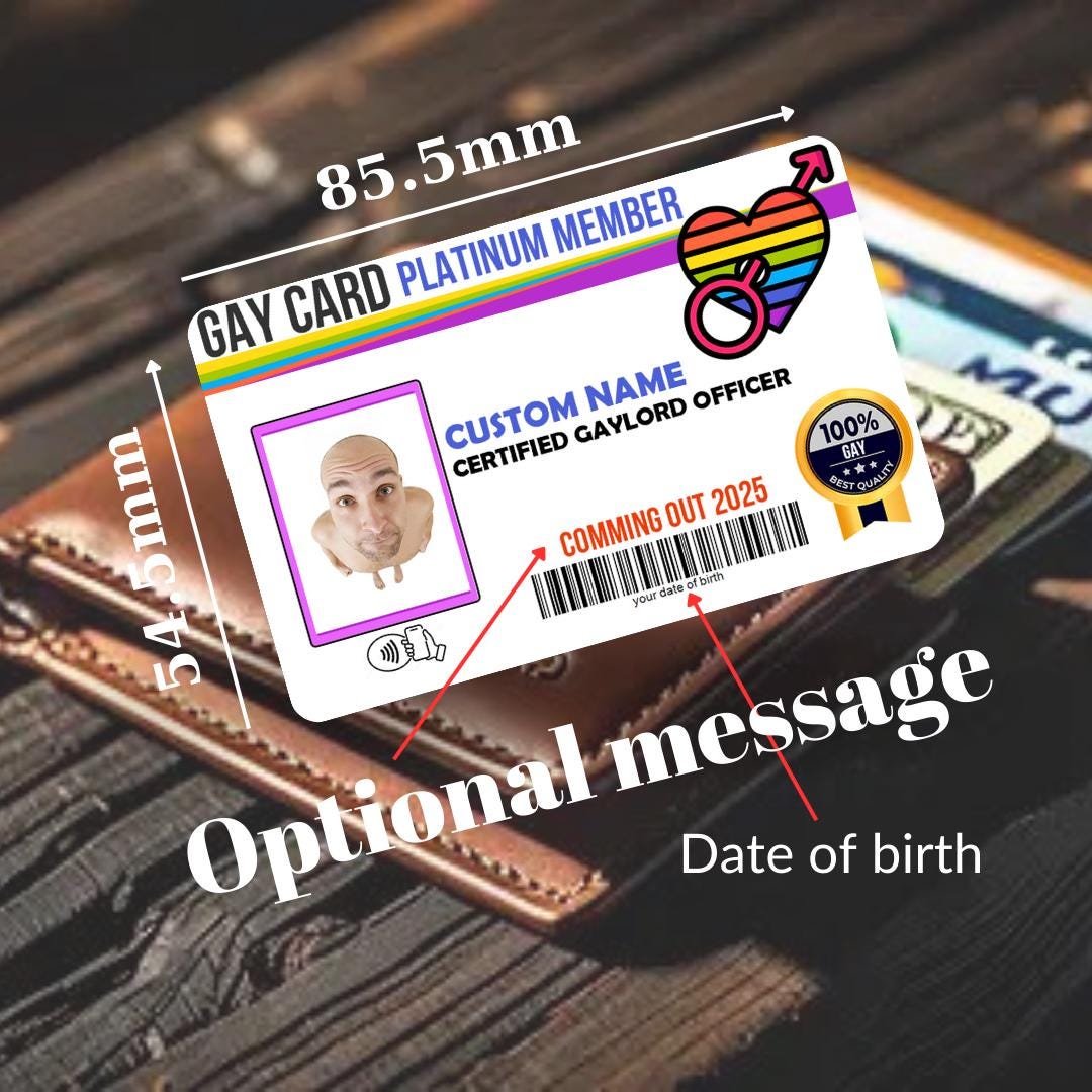 Personalized Gay Card: Platinum Membership Prank Gift with Digital Wallet