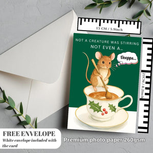 Funny Christmas Card | Christmas Mouse Card | Not a Creature Was Stirring | Twas the Night Before Christmas Greeting