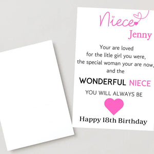 Personalised Niece Birthday Card Quote Coming of Age 21st 18th 16th 30th 40th Wonderful Niece Card for her