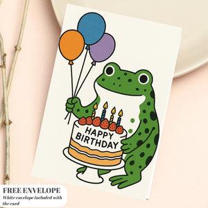Frog Birthday Card For Her or him, greeting card with from, friend frog, bday card frog, frog wishes happy birthday card