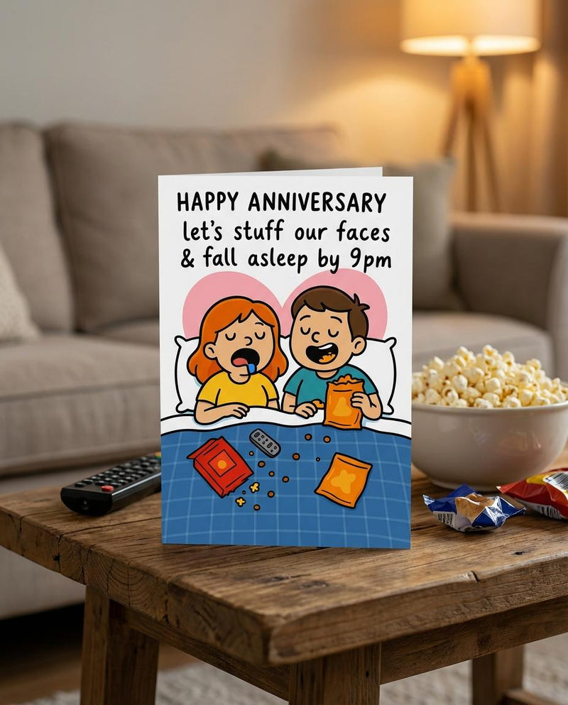 Funny Anniversary Card Cute Anniversary Card, Let’s Stuff Our Faces Card, Funny Couple Card, Anniversary Gift for Boyfriend Girlfriend