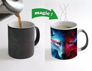 Mug, wolf Heat Sensitive Cup, Tea Coffee Magic Mug, Gift Mug, Magic Mug, Wolf Mug, Moon Wolf King, Coffee Mugs, Cup Color Changed