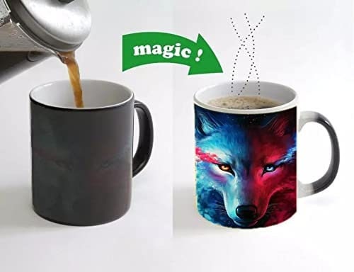 Mug, wolf Heat Sensitive Cup, Tea Coffee Magic Mug, Gift Mug, Magic Mug, Wolf Mug, Moon Wolf King, Coffee Mugs, Cup Color Changed