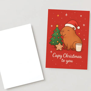 Capy Christmas Card  - Funny Capybara xmas  Cards For capybara Lovers - capy wishes Capy Christmas to you, capybara mums postcard