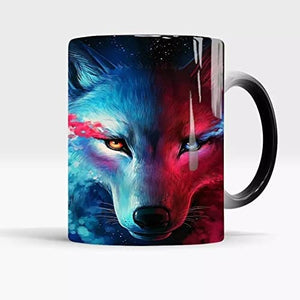 Mug, wolf Heat Sensitive Cup, Tea Coffee Magic Mug, Gift Mug, Magic Mug, Wolf Mug, Moon Wolf King, Coffee Mugs, Cup Color Changed