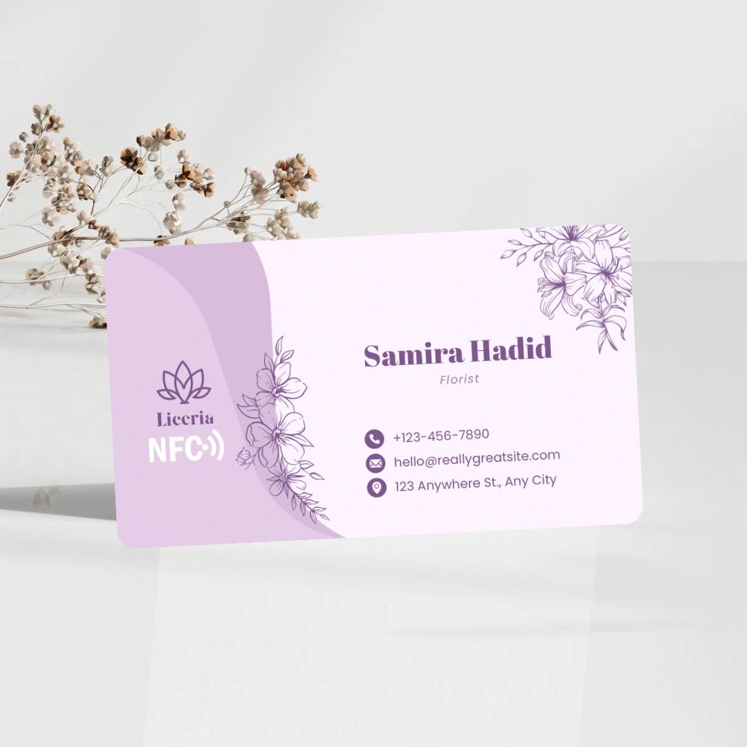 Business Card Floral : Elegant business card with Digital Contact, No App Needed