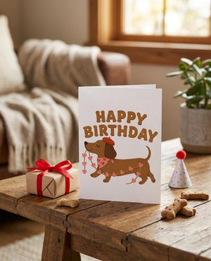 Funny Dachshund Birthday Card, Cute Sausage Dog Card, Dog Lover Gift, Funny Dog Birthday Card, Pun Birthday Card for Him/Her