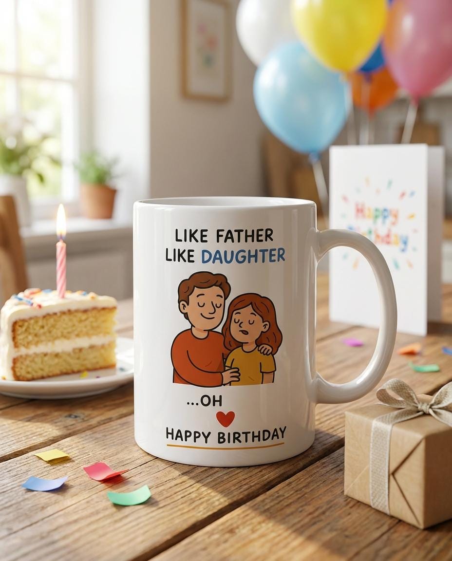 Funny Dad Birthday Gift Mug Like Father Like Daughter Mug, Oh Shit Funny Mug, Dad Gift from Daughter, Happy Birthday Dad Cup, Father Mug