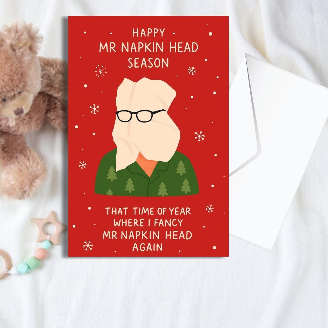 Personalised Mr Napkin Head Card - Christmas Card • marry christmas card for him or her funny xmas card