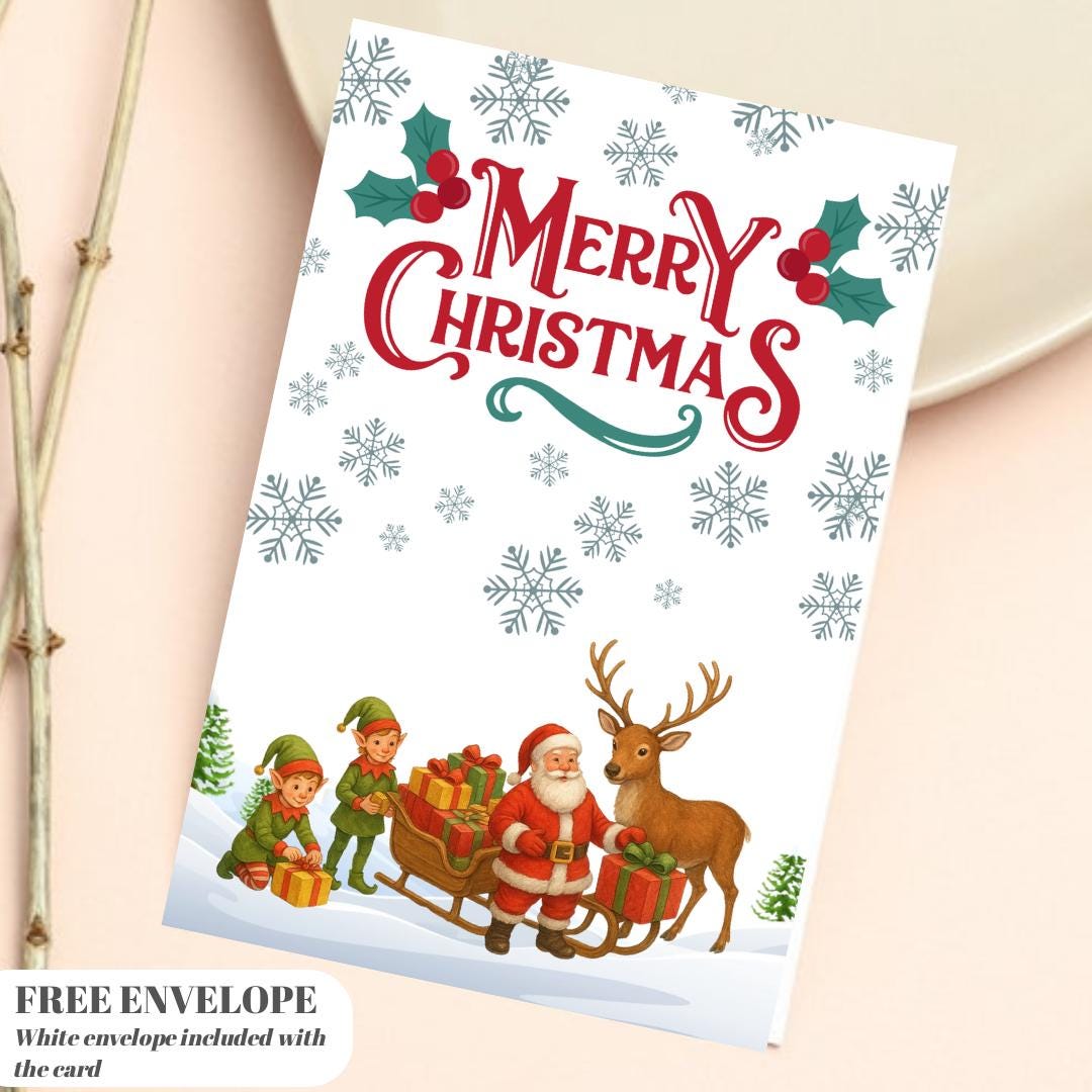 Christmas Card | Santa Team Xmas greeting Card | santa gift Card | For both of you | Santa Christmas card