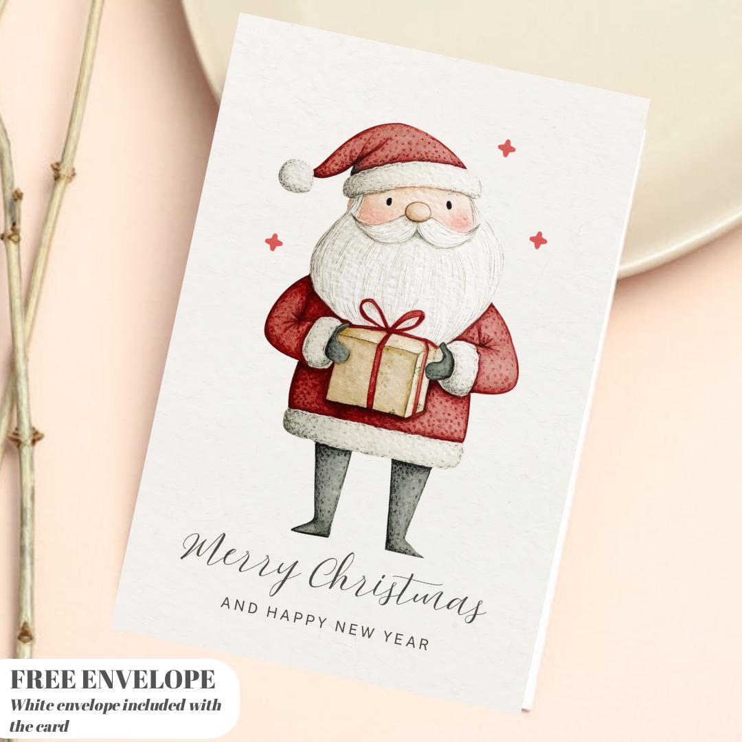 Christmas Card | Marry Xmas greeting Card | santa gift Card | Personalised Card name and age | For both of you | Santa Christmas card