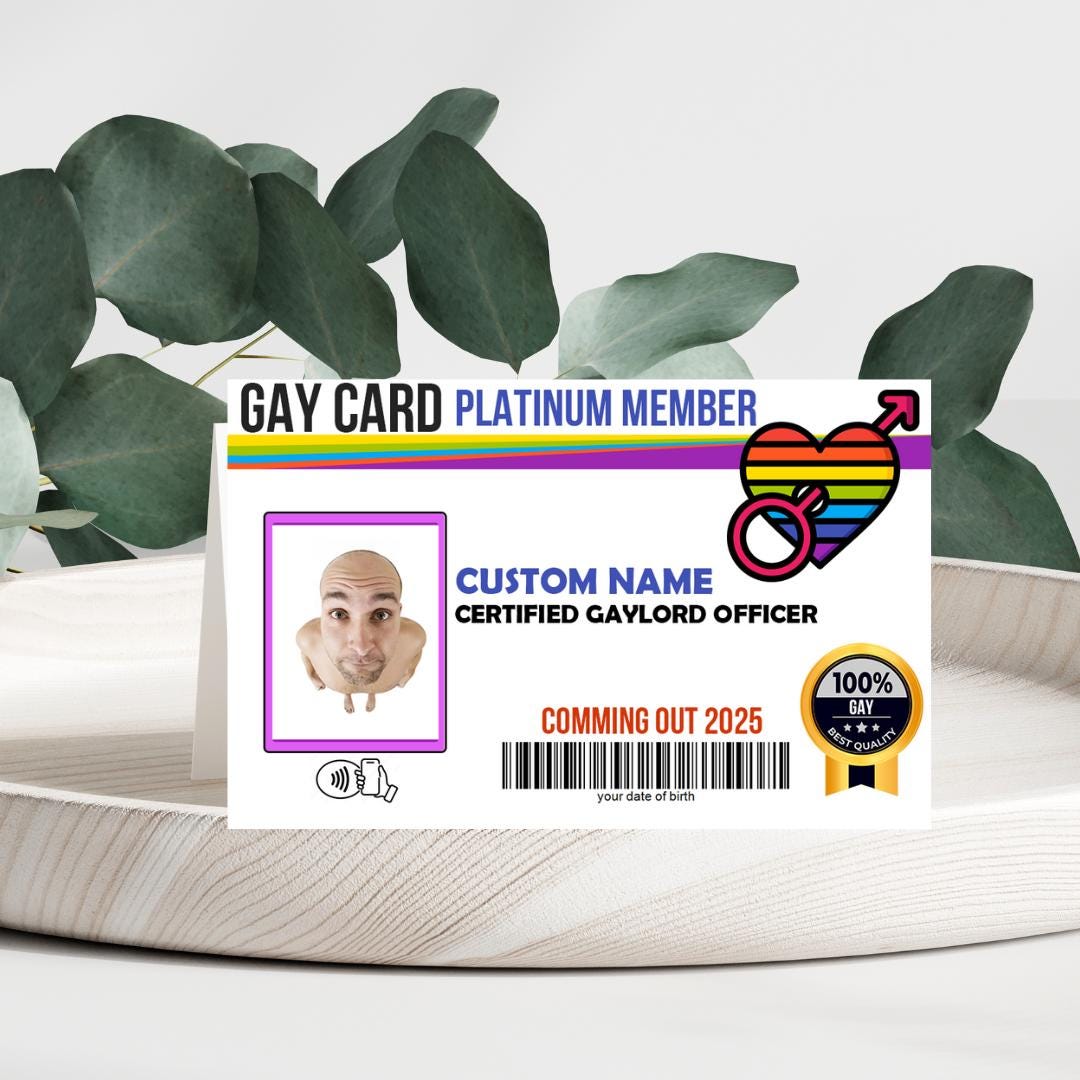 Personalized Gay Card: Platinum Membership Prank Gift with Digital Wallet