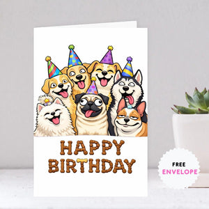 Funny Dog Birthday Greeting Card A5 – Meme Dogs Party Card, Happy Birthday Card for Dog Lovers