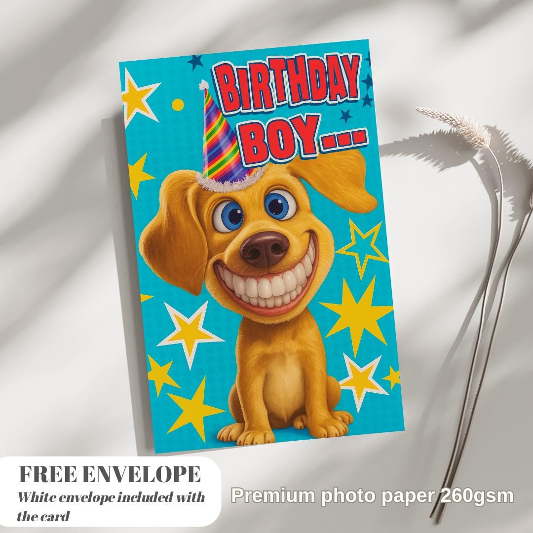 Funny Birthday boy dog lover card Birthday - dog meme Birthday Card Cute dog birthday cards  A5 size