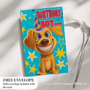 Funny Birthday boy dog lover card Birthday - dog meme Birthday Card Cute dog birthday cards  A5 size