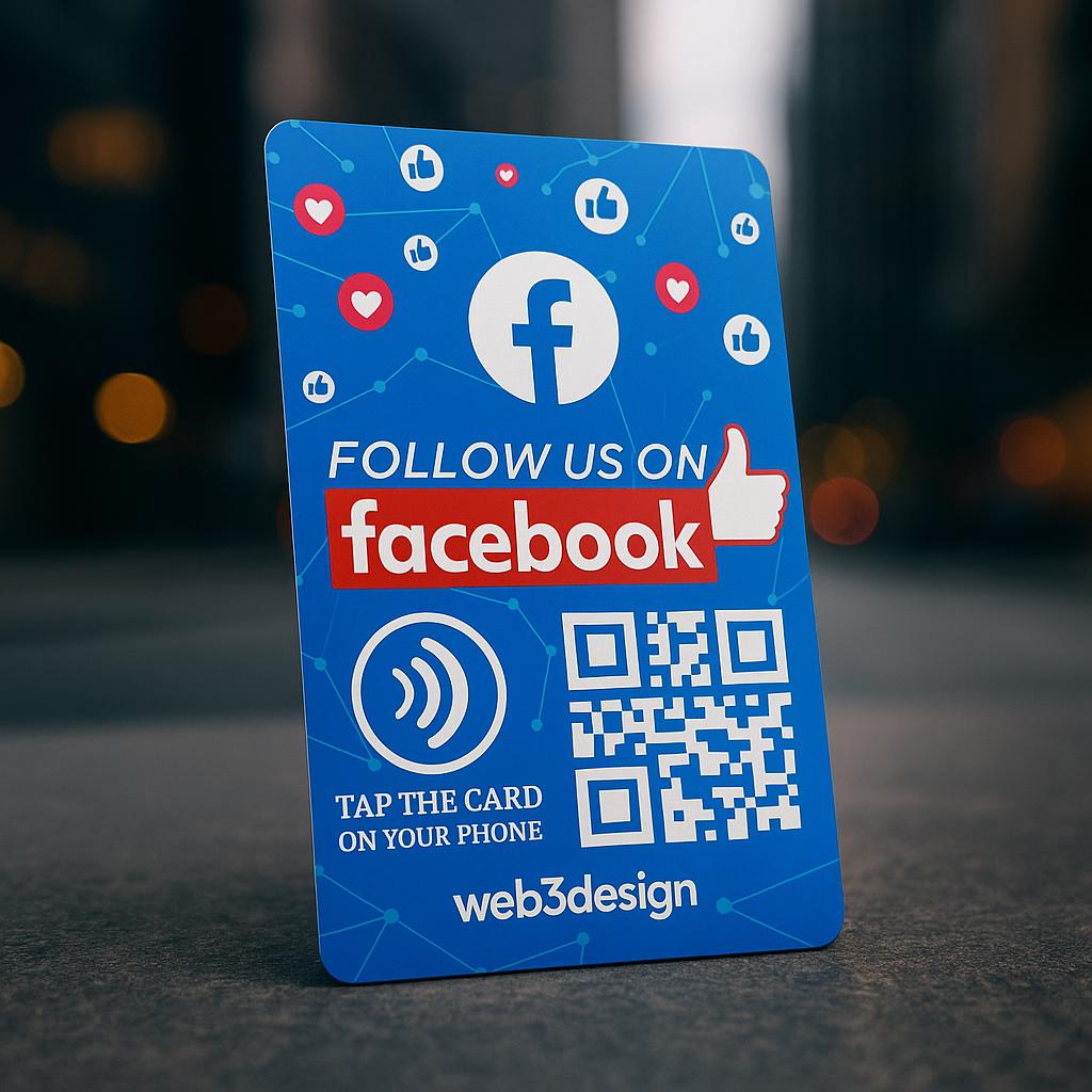 Custom NFC Facebook Follow Card: Double-Sided PVC Business Card