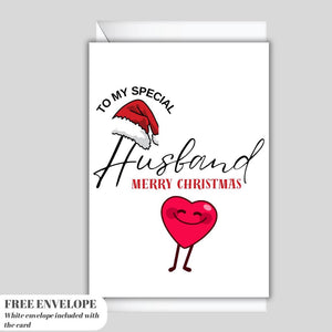Funny Personalised Husband Christmas Card Luxury 260gsm Card with Envelope Eco Friendly Xmas Cards 2025 Xmas Holiday Greeting To My Love