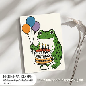 Frog Birthday Card For Her or him, greeting card with from, friend frog, bday card frog, frog wishes happy birthday card