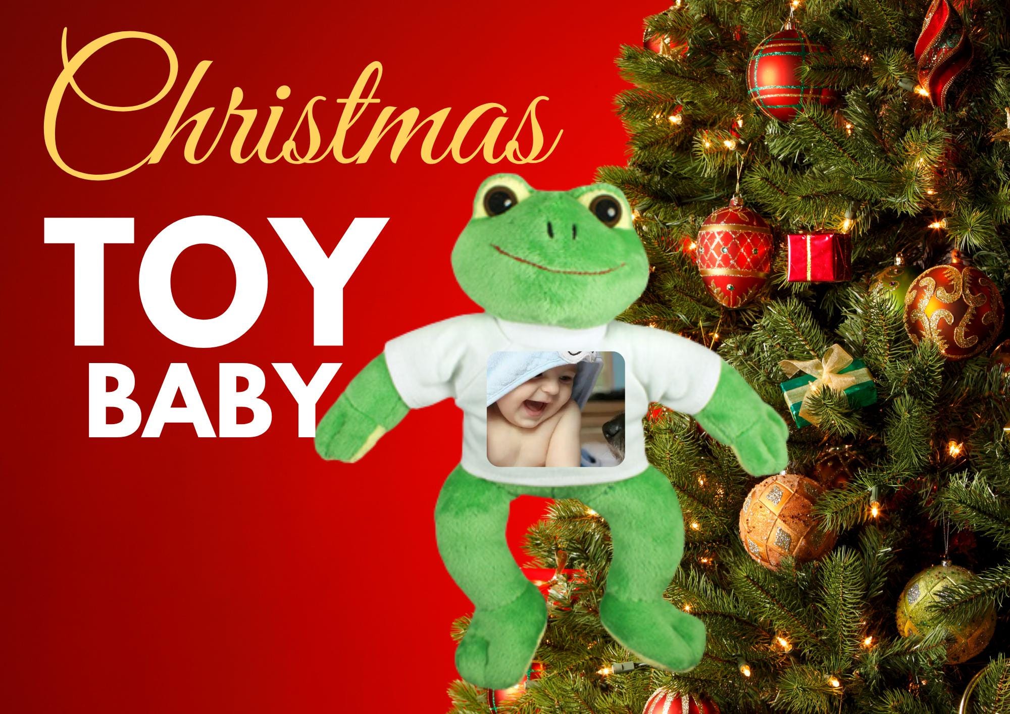 Personalized Frog Plush Toy with Photo or Text | Custom Gift for Baby, Kids, Mom, Grandma, Friend