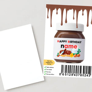 Personalized Chocolate Spread High-Quality card Birthday Anniversary greeting card Custom Nutella card Name card Favors Gift