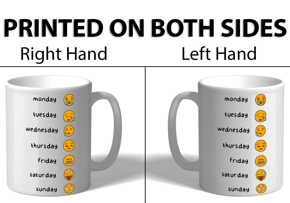 Ceramic mug, gift mug, The mug, with the days of the week and emoticons,perfect gift mug, office mug, funny mug