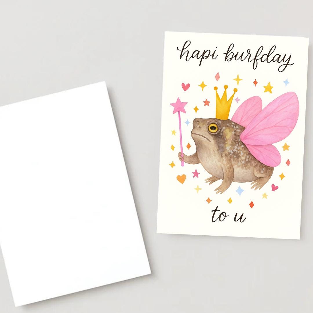 Grumpy Frog Birthday Card - Frog Lover Birthday Greeting Card Birthday Card For Her or him, greeting card with from, friend frog