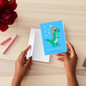 Dinosaur ROAR Birthday Card with Envelope Greeting Happy Birthday For NEPHEW, som, friend a5 birthday card with envelope