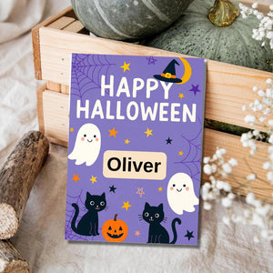 Personalised Halloween Card - Trick or Treat- Cheeky Gift For Sister Brother, Friends Halloween Card -