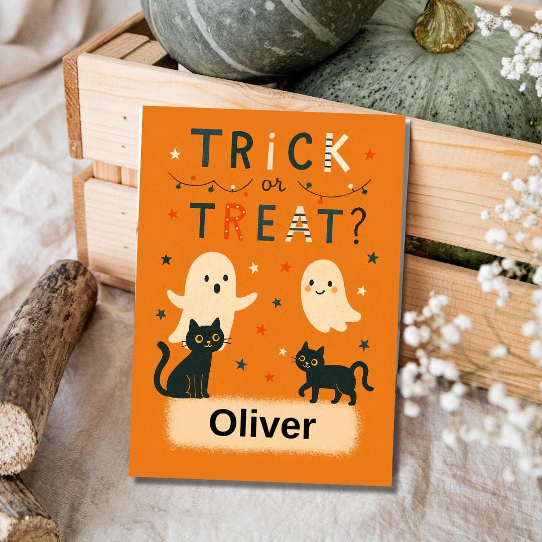 Personalised Halloween Card - Trick or Treat- Cheeky Gift For Sister Brother Friends