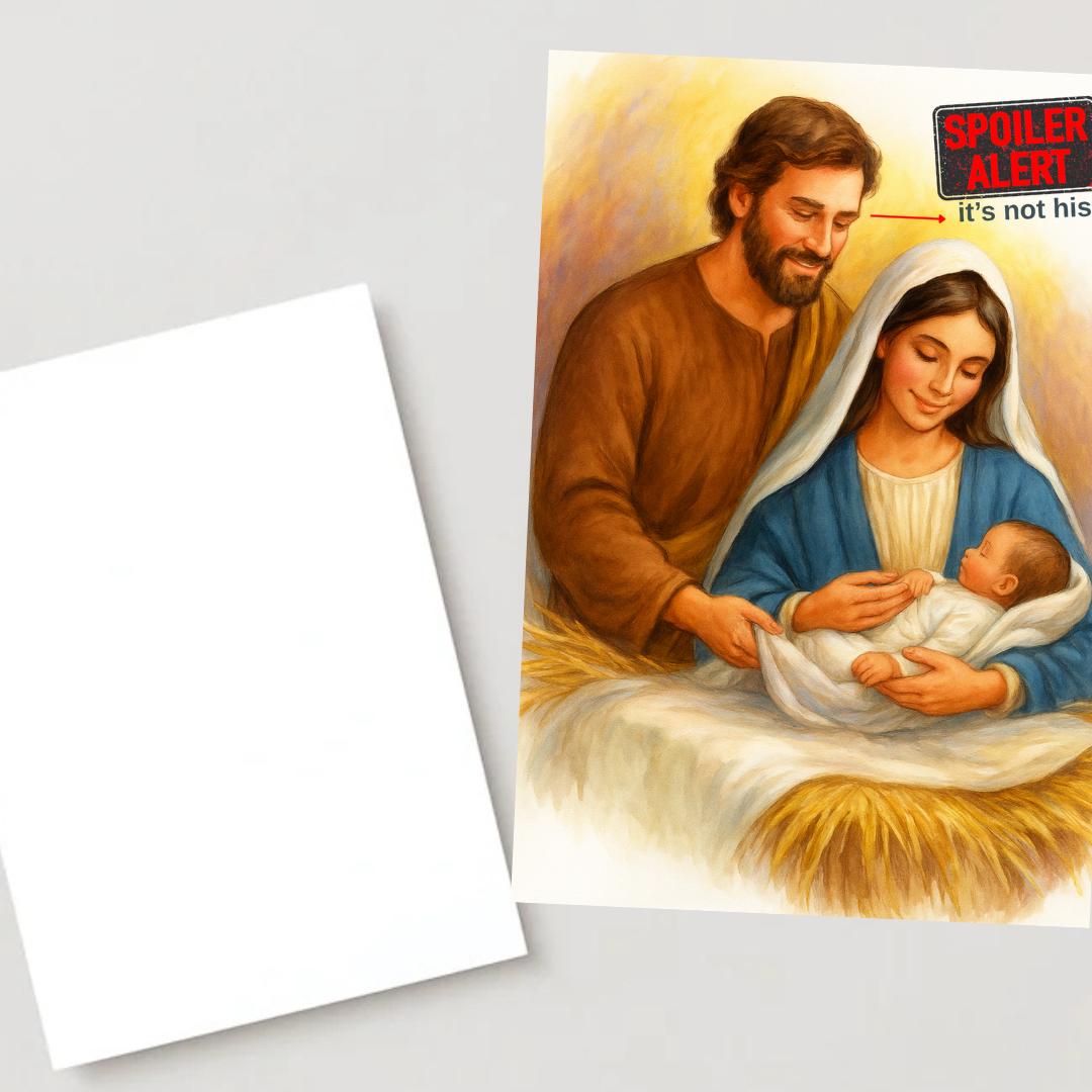 Funny Spoiler Alert Christmas Card – Humorous Holiday Greeting Card for Friends, Family, or Coworkers – Funny Xmas Card Witty Christmas Gift