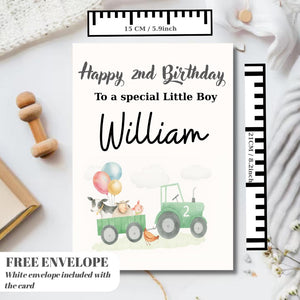Personalised 2nd Birthday Card For Boy, Son 2nd Birthday Card, Animal Second Birthday Gift For Little Boy, 2nd Birthday Gift, Nephew