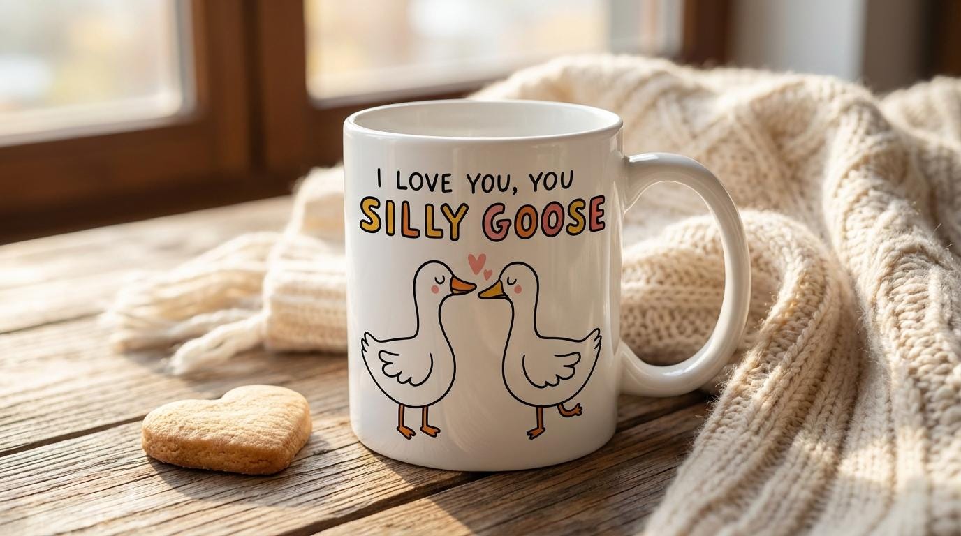 Silly Goose Gift Mug Funny Silly Goose Mug, I Love You Silly Goose Cup, Cute Goose Couple Gift, Romantic Funny Mug for Boyfriend Girlfriend