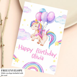Unicorn birthday card | Personalised Girl Greeting Card | Custom Number Card for your niece from grandma, aunt or loved one with Unicorn