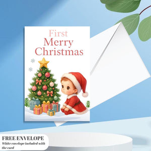 First Christmas Card for niece | Marry Xmas Card | Sheep Card | Personalised Card | For both of you | Santa card