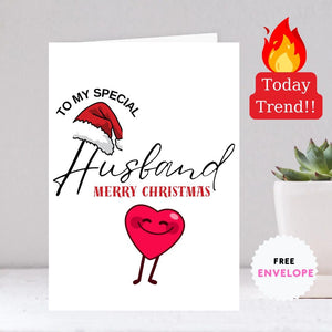 Funny Personalised Husband Christmas Card Luxury 260gsm Card with Envelope Eco Friendly Xmas Cards 2025 Xmas Holiday Greeting To My Love