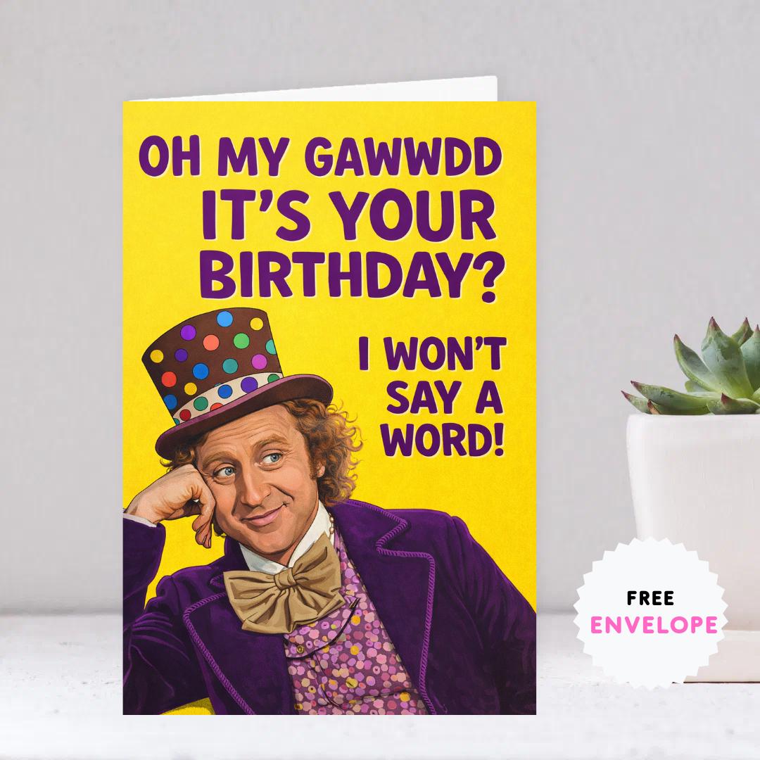 Funny Birthday Card | Sarcastic Birthday Gift | Humorous Birthday Print | Wizard Party Hat Illustration | Cheeky Birthday Decor