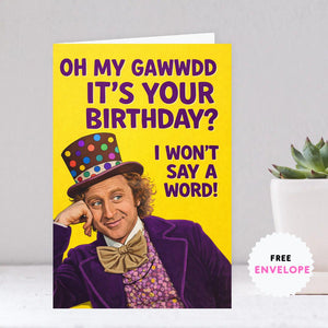 Funny Birthday Card | Sarcastic Birthday Gift | Humorous Birthday Print | Wizard Party Hat Illustration | Cheeky Birthday Decor
