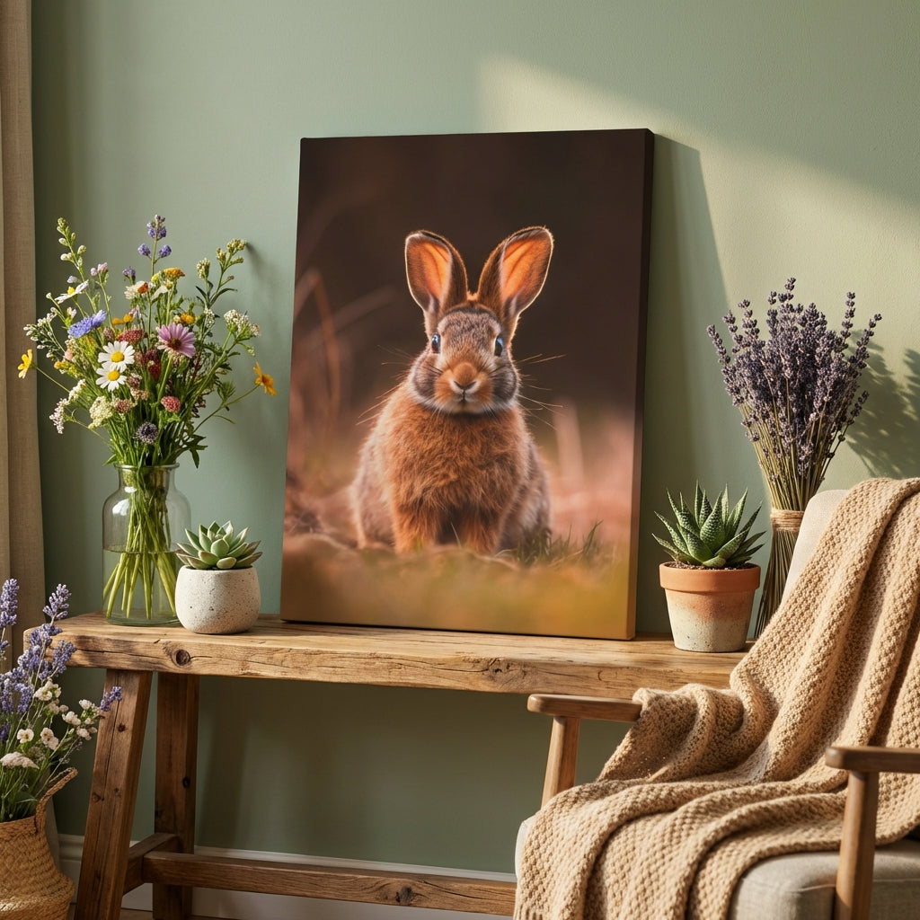 Cute Bunny Canvas Print – Colorful Rabbit Wall Art, Adorable Animal Home Decor
