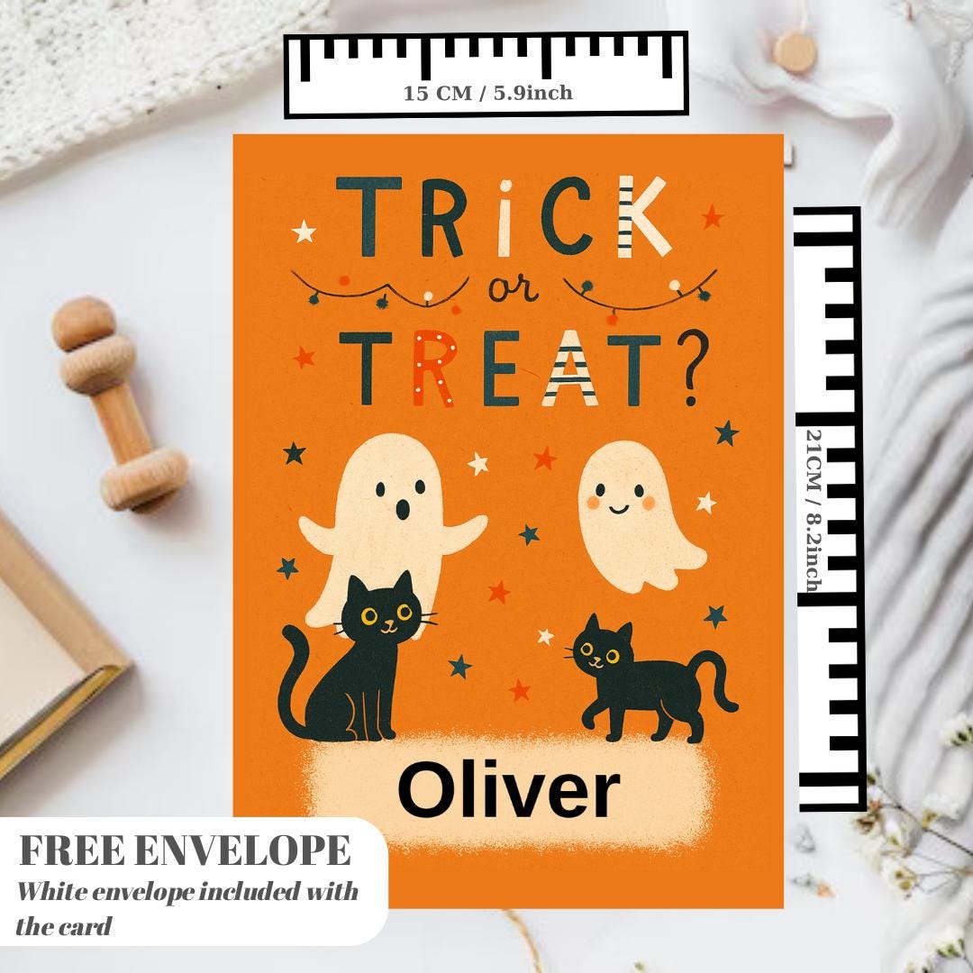 Personalised Halloween Card - Trick or Treat- Cheeky Gift For Sister Brother Friends