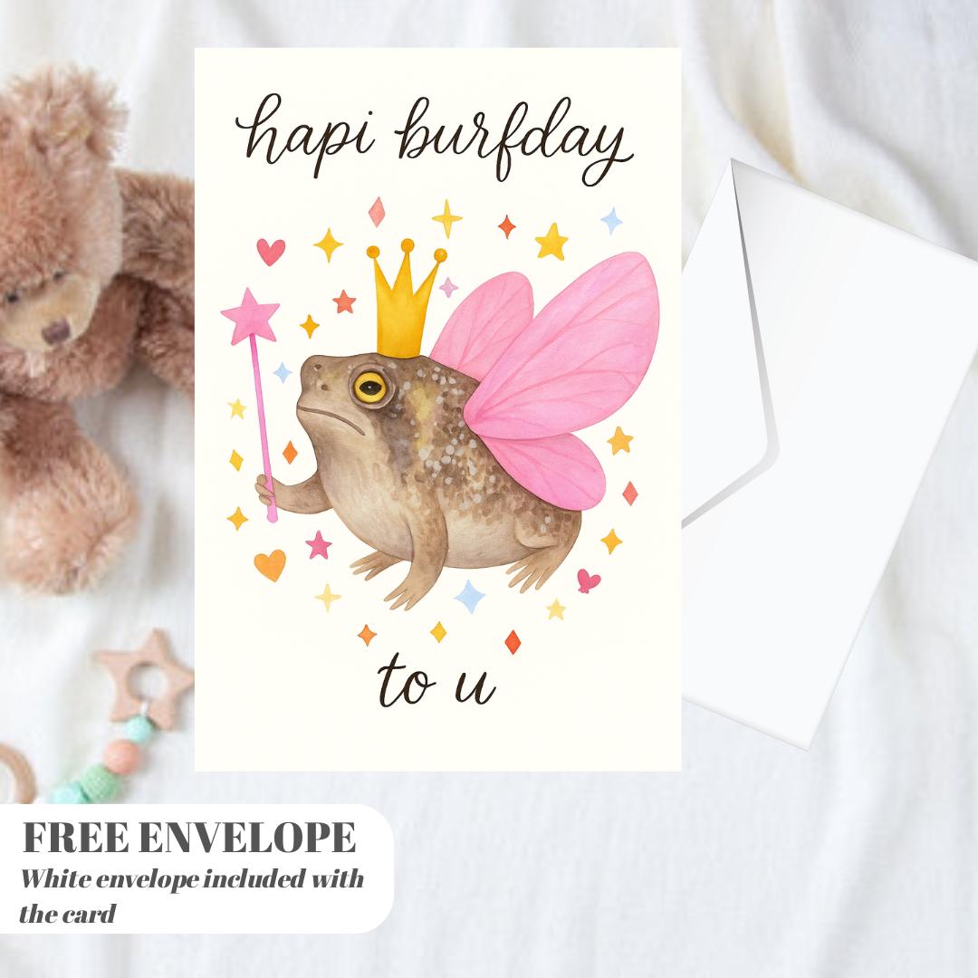 Grumpy Frog Birthday Card - Frog Lover Birthday Greeting Card Birthday Card For Her or him, greeting card with from, friend frog