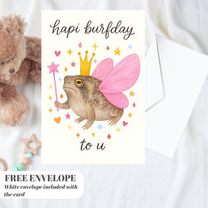 Grumpy Frog Birthday Card - Frog Lover Birthday Greeting Card Birthday Card For Her or him, greeting card with from, friend frog